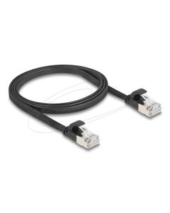 Delock RJ45 plochý patch kabel zástrčka na zástrčku Cat.6A U/FTP 1 m, černý