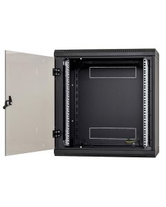 Nástěnný rack jednodílný 12U (š)600x(h)595 perforované dveře černý