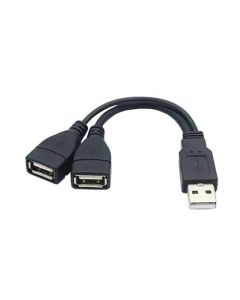 PremiumCord USB 2.0 kabel A/Male to A/Female (data+nabíjení) + A/Female (nabíjení) 15cm