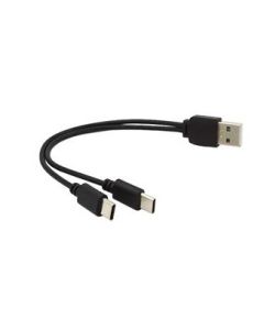 PremiumCord USB kabel A/Male to USB-C male (nabíjení) + USB-C male (nabíjení) 30cm
