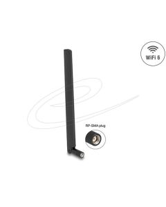 Delock WiFi 6 anténa RP-SMA samec 3 - 6 dBi všesměrová s otočným kloubem černá