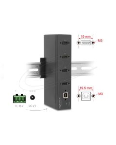 Delock Průmyslový rozbočovač ze 4 x USB 2.0 Typ-A s ochranou proti elektrostatickému výboji (ESD) až 15 kV,DIN