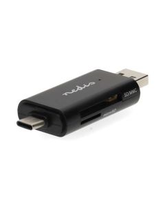 Nedis CRDRU2110BK - Čtečka Paměťových Karet | Duální čtečka karet USB-C™ / USB-A (USB2.0)