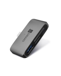 CONNECT IT CompactPRO externí USB-C hub + čtečka karet ANTRACITOVÁ