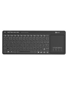 C-TECH klávesnice WLTK-03, Dual mode, BT5.0 + 2,4GHzb, bezdrátová s touchpadem, LED podsvětlení, černá