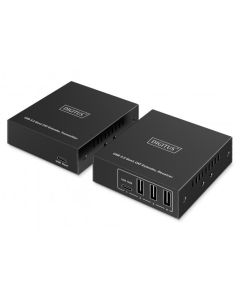 DIGITUS USB 3.2 Gen1 CAT Extender, 5 Gbps, 4 porty: 3x USB-A / 1x USB-C, 100m