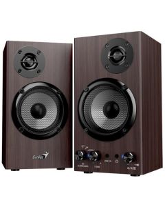 Genius SP-HF520BT, Reproduktory, 2.0, 20W, Bluetooth, 3,5mm jack, dřevěné, tmavě hnědé