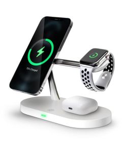 CONNECT IT MultiCharge 5 v 1 MagSafe Wireless Fast Charge bezdrátová nabíječka, BÍLÁ