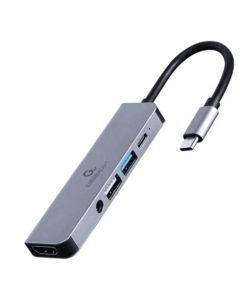 Gembird USB typu-C 5-in-1 multisortový adaptér (HUB + HDMI + PD + stereo audio)