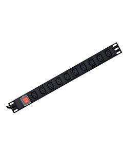 GEMBIRD rozvodná jednotka PDU s 10 zásuvkami C13, výška 1U, proud 16 A, zástrčka C19, kabel 2 m