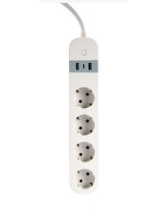 GEMBIRD chytrá prodlužovačka s USB nabíječkou, 4 zásuvky, bílá