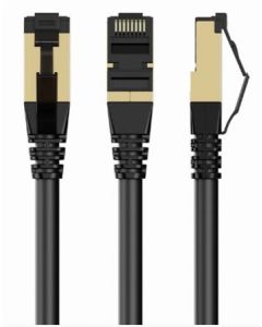 GEMBIRD PP8-LSZHCU-BK-15M – S/FTP Cat. 8 LSZH propojovací kabel, černý, 15 m