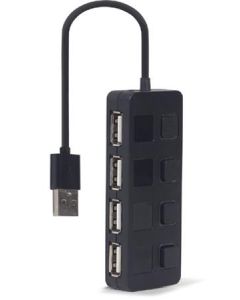GEMBIRD USB 2.0 4portový hub s vypínači – černý