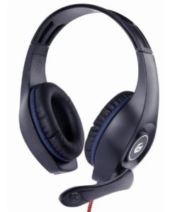 GEMBIRD herní headset s ovládáním hlasitosti, modro-černý, 3,5mm konektor