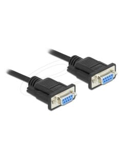 Delock Sériový kabel RS-232 D-Sub 9, ze zásuvky na zásuvku, null modem s krytem - automatické řízení CTS / RTS - 5 m