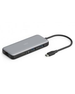 Digitus USB-C dokovací stanice, 8 portů: 2× HDMI, 3× USB 3.0, 1× RJ45, 1× SD, 1× MicroSD, 1× USB-C PD