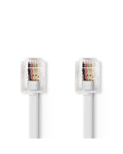 Nedis TCGL90200WT20 - Telefonní Kabel | RJ11 Zástrčka - RJ11 Zástrčka | Plochý |  2 m | Bílá