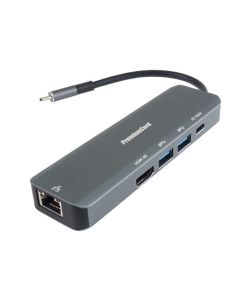 PremiumCord USB-C na HDMI + 2x USB3.2 + PD 100W+ RJ45 10/100/1000Mbps adaptér