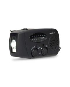 Nedis RDFMCR2000BK - Nouzové Radio | AM / FM | Funkce powerbanky | Napájení Accu / Napájení USB / Ruční klika | Černá