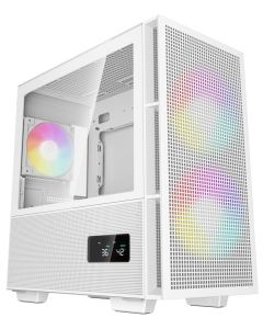 DEEPCOOL skříň CH360 Digital / mATX / 140mm +120 mm fan / USB 3.0 / USB-C /  mesh panel / prosklená bočnice / bílá