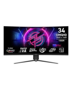 MSI Gaming monitor MPG 346CQRF X24, 34" Rapid VA zakřivený/3440x1440 (UWQHD)/240Hz/0,5ms/2xHDMI/DP/USB-A,B,C/Výšk.nastav