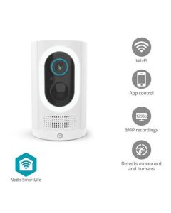 Nedis WIFICBO33WT - SmartLife Venkovní Kamera| Wi-Fi | Reflektor | 3MP Full HD 1296p | IP65 | Snímač pohybu | Bílá