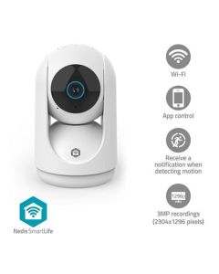 Nedis WIFICI23CWT SmartLife Vnitřní Kamera | Wi-Fi | 3MP Full HD 1296p | Náklon | Snímač pohybu | Noční vidění | Bílá 