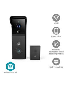 Nedis WIFICDP21BK SmartLife Dveřní Video Telefon | Wi-Fi | Napájení z baterie | 3MP Full HD 1296p | IP54 | Snímač pohybu