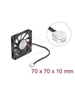 Delock Axiální ventilátor: 12 V DC, 70 x 70 x 10 mm, černý