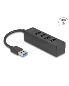 Delock 4 portový USB Hub, USB 5 Gbps, se 4 x zásuvkovými porty USB Typ-A, černý