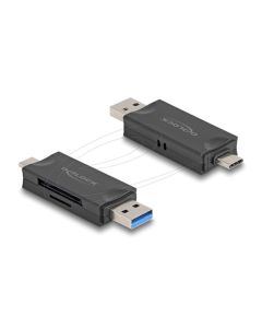 Delock Čtečka karet USB 5 Gbps, USB Type-C™ / Typ-A na paměťové karty SD a Micro SD černá