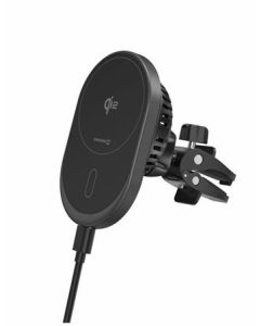 SWISSTEN MAGNETICKÝ DRŽÁK DO VENTILACE AUTA MagRide S BEZDRÁTOVÝM NABÍJENÍM Qi2 15W (kompatibilní s MagSafe)