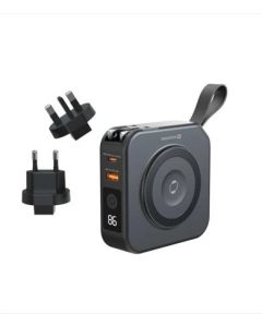 SWISSTEN  POWER BANK ALL-IN-ONE PRO S VYMĚNITELNÝMI VIDLICEMI (USA, EU, UK) 10000 mAh 20W ČERNÁ