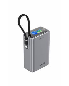 SWISSTEN POWER BANK CESTOVNÍ 25000 mAh (96.25Wh) 100W S INTEGROVANÝM KABELEM USB-C ŠEDÁ
