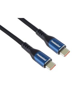 PremiumCord USB-C kabel ( USB 3.2 GEN 2x2, 5A, 100W, 20Gbit/s ) 1,5m, bavlněný oplet, černý