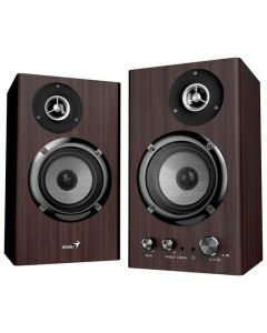 Genius SP-HF1812BT Reproduktory, 2.0, 50W, Bluetooth 5.3, 3,5mm jack, dřevěné, tmavě hnědé