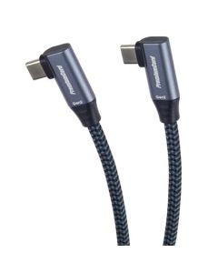 PremiumCord USB-C 2x zahnutý kabel ( USB 3.2 GEN 2x2, 5A, 100W, 20Gbit/s ) bavlněný oplet, 0,5m