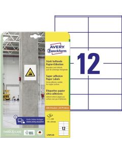 Etik.vys.lepivost Avery,105 x 48 mm, bílé, 240 ks