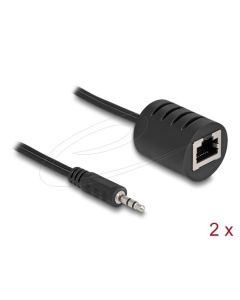 Delock Prodlužovač stereofonního zvukového signálu ze zásuvky RJ45 na zástrčkový stereofonní konektor 3,5 mm, Cat.5, až 