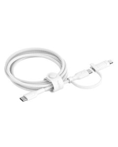 Belkin BOOST CHARGE™ PRO 2v1 USB-C a Lightning kabel, 1,5m, bílý - odolný