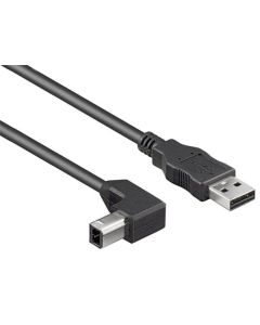PremiumCord Kabel USB 2.0, A-B, 5m se zahnutým USB-B konektorem 90°