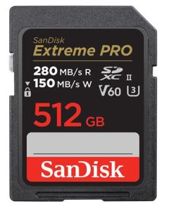 SanDisk SDXC karta 512GB Extreme PRO (R:280/W:150 MB/s, UHS-II, V60)