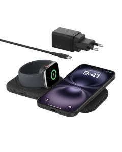 Belkin BOOST CHARGE™ PRO Qi2 2v1 Bezdrátová skládací cestovní podložka pro iPhone/Apple Watch/AirPods, černá