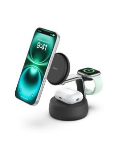 Belkin UltraCharge™ PRO Qi2 25W 3v1 Magnetická nabíječka pro iPhone/Apple Watch/AirPods, tmavě šedá