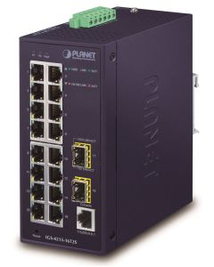 Planet IGS-4215-16T2S průmyslový L2 switch, 16x1Gb, 2x1Gb SFP, dual 12-48VDC , -40~75°C, 1x RJ45 serial port, IP30