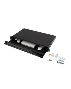LANBERG 19" 1U OPTICKÝ PATCH PANEL 12XSC DUPLEX / 12XLC QUAD ČERNÝ + PŘÍSLUŠENSTVÍ 