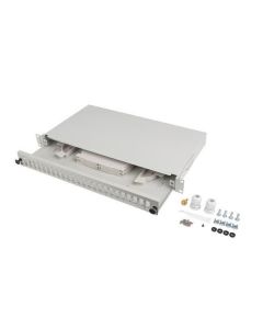 LANBERG 19" 1U OPTICKÝ PATCH PANEL 24XSC DUPLEX / 24XLC QUAD ŠEDÝ + PŘÍSLUŠENSTVÍ