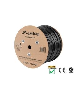LANBERG LAN KABEL CAT.6 UTP 305M PEVNÝ VENKOVNÍ CU ČERNÝ FLUKE PASS