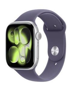 Apple Watch Series 11 (46mm) Stříbrný hliník s mlžně fialovým sportovním řemínkem M/L