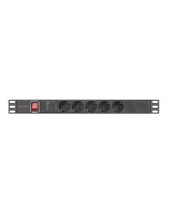 LANBERG 19" 1U 10A 2M 5X SCHUKO ZÁSUVKY ČERNÁ C14